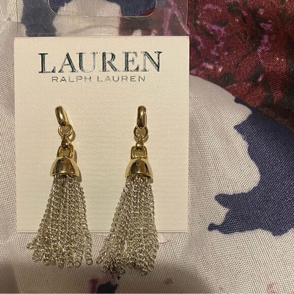 🛍Lauren By RALF LAUREN Chain Silver Fashion Earrings - Picture 1 of 6
